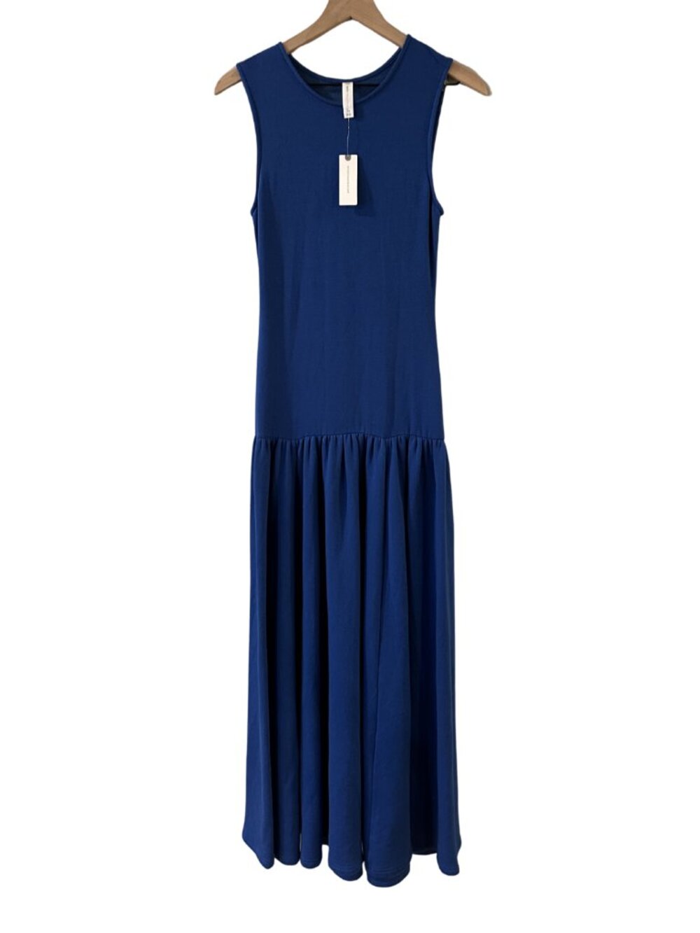 NWT Anthropologie Daily Practice Sleeveless Blue Drop Waist Fleece Maxi Dress XS